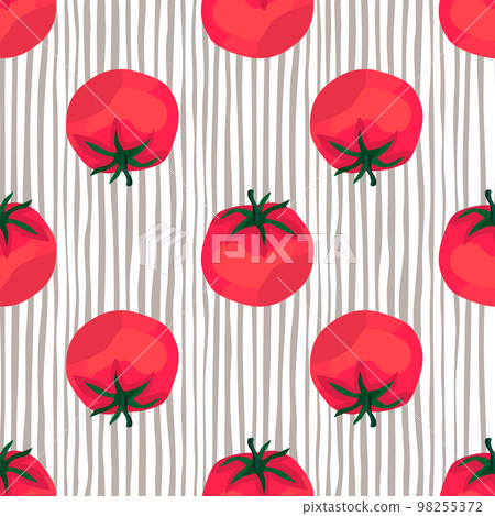 Seamless pattern with tomato. Organic vegetable wallpaper. 98255372