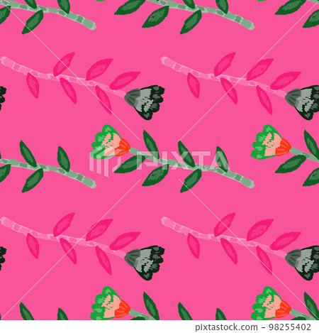 Decorative floral wallpaper. Folk flower seamless pattern in naive art style. Decorative floral wallpaper. Folk flower seamless pattern in naive art style. 98255402