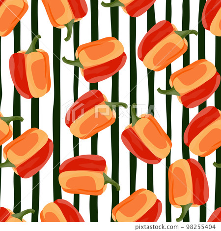 Simple bell pepper seamless pattern. Bulgarian pepper wallpaper. Simple bell pepper seamless pattern. Bulgarian pepper wallpaper. 98255404