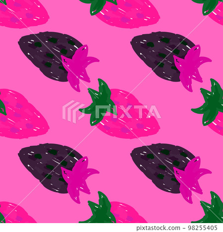 Freehand strawberries seamless pattern . Doodle strawberry endless wallpaper. Freehand strawberries seamless pattern . Doodle strawberry endless wallpaper. 98255405