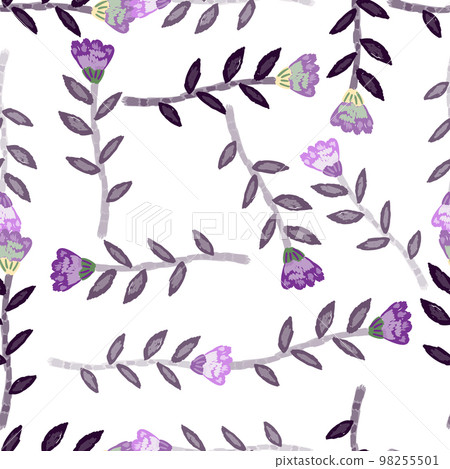 Decorative floral wallpaper. Folk flower seamless pattern in naive art style. 98255501