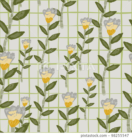 Decorative floral wallpaper. Folk flower seamless pattern in naive art style. 98255547