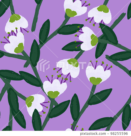 Folk flower seamless pattern in naive art style. Decorative floral wallpaper. 98255596