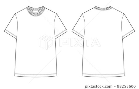 Unisex t shirt technical sketch. Apparel t-shirt design template. 98255600