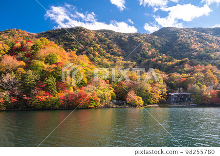 “栃木縣”奧日光的中禪寺湖和秋天的紅葉“來自中禪寺湖遊船” 98255780