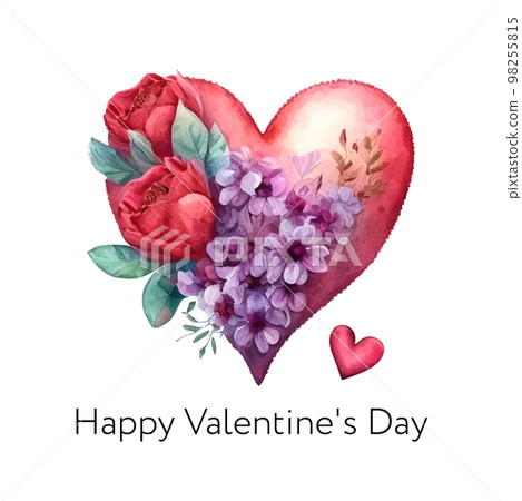 Valentine's day Floral abstract heart of roses vector watercolor Valentine's day Floral abstract heart of roses vector watercolor 98255815