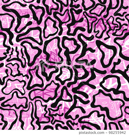 Deformed wavy dope word seamless pattern wallpaper.Vector graphic illustration.Trippy lettering,dope seamless pattern wallpaper print concept 98255942