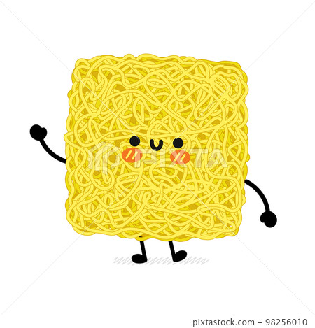 Cute funny instant noodle character. Vector hand drawn cartoon kawaii character illustration icon. Isolated on white background. Cute asian instant noodle,ramen cartoon mascot concept 98256010