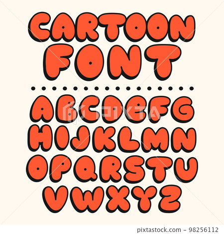 Funny cartoon font. Vector doodle line illustration letters. Trendy alphabet,cartoon comic abc concept Funny cartoon font. Vector doodle line illustration letters. Trendy alphabet,cartoon comic abc concept 98256112