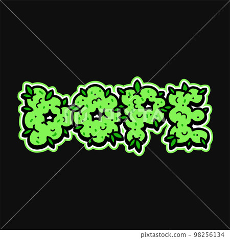 Dope weed bud quote text print design. Vector doodle cartoon character illustration logo design. Dope word quote text slogan print design for poster, t-shirt concept 98256134