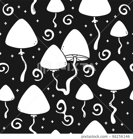 Magic mushroom,psilocybin seamless pattern. Vector cartoon illustration Magic mushroom,psilocybin seamless pattern. Vector cartoon illustration 98256146