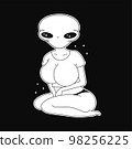 Lady alien. Vector hand drawn doodle line cartoon illustration. Alien sexy print for t-shirt, poster,sticker,cover,badge concept 98256225