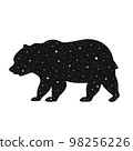 Bear silhouette with a cosmic starry sky inside. Vector cartoon hand drawn style illustration. Bear,nature,space print for t -shirt,poster,card,logo concept 98256226
