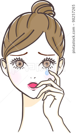 Illustration of a woman who sheds tears with sadness and emotion Illustration of a woman who sheds tears with sadness and emotion 98257265