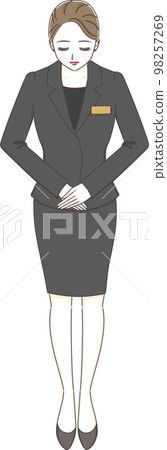一位前台女士鞠躬的插圖 一位前台女士鞠躬的插圖 98257269