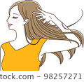 Illustration of a young woman posing with long hair 98257271