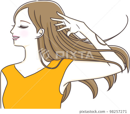 一個留著長頭髮的年輕女子的插圖 一個留著長頭髮的年輕女子的插圖 98257271