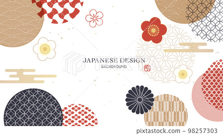 Japanese pattern and flower background design Japanese pattern and flower background design 98257303