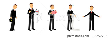 Business Man Fail Suffering Loss and Being In Debt Vector Set Business Man Fail Suffering Loss and Being In Debt Vector Set 98257796