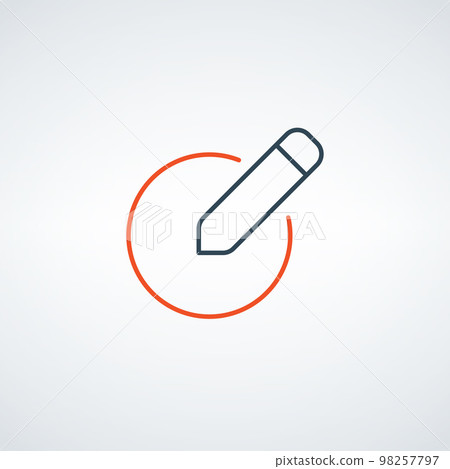 Linear Pen in circle button, write icon. Signature pen outline and filled vector sign. Editable stroke. Stock vector illustration isolated on white background. 98257797