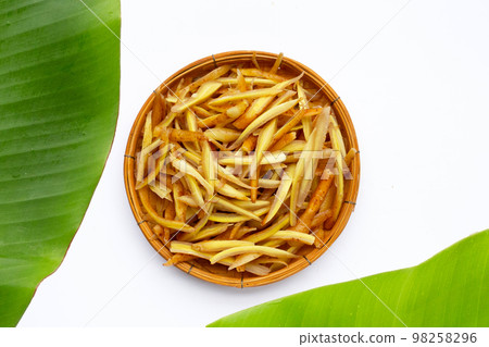 Sliced fingerroot on white background. Sliced fingerroot on white background. 98258296