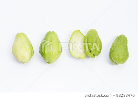 Fresh chayote fruit on white background. 98258476
