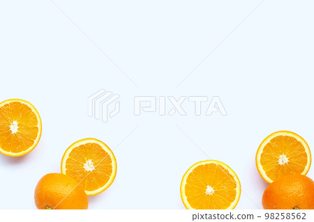 High vitamin C, Juicy and sweet. Fresh orange fruit  on white. 98258562