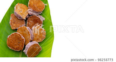 Coconut pancake on white background. Coconut pancake on white background. 98258773