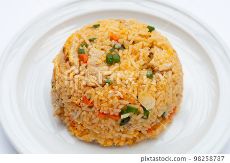 Fried rice on white plate Fried rice on white plate 98258787