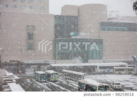 [德島市]大雪中的德島站前 98259018