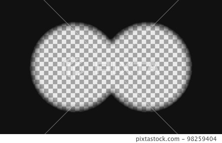 Binocular view template with empty transparent background field. Military, hunting or tourist optical instrument for magnifying, exploration, research, following, investigation 98259404