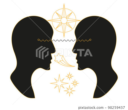 Human empathy, encouraging, understanding concept vector. Silhouette of two heads of people. Human empathy, encouraging, understanding concept vector. Silhouette of two heads of people. 98259437