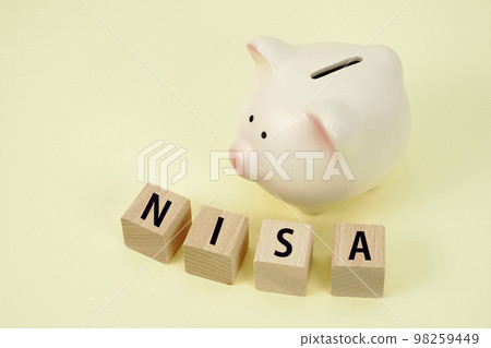 NISA image pig piggy bank and building blocks 98259449