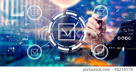 Checklist concept with businessman 98259579