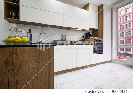 Black and white modern luxury kitchen interior Black and white modern luxury kitchen interior 98259843