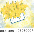 Mimosa flowers on mother's day on March 8 in Italy. Postcard with mimosa watercolors. Symbol of 98260007
