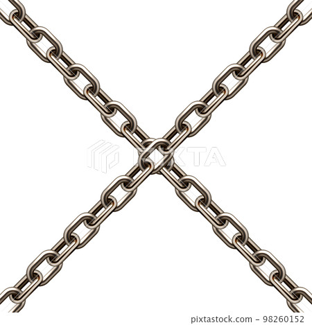 Realistic brown metal chain with old rusty links isolated on white background. Heavy steel chain for industrial use. Vector illustration Realistic brown metal chain with old rusty links isolated on white background. Heavy steel chain for industrial use. Vector illustration 98260152