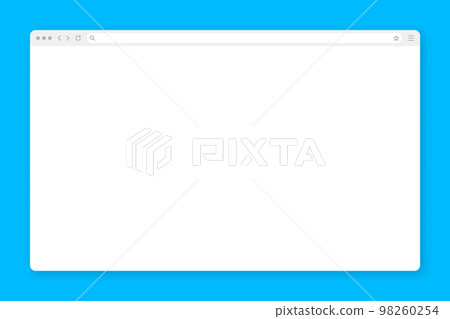 Blank web browser window with toolbar and search field. Modern website, internet page in flat style. Browser mockup for computer, tablet and smartphone. Vector illustration 98260254
