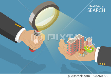 3D Isometric Flat Vector Conceptual Illustration of Real Estate Search 3D Isometric Flat Vector Conceptual Illustration of Real Estate Search 98260929