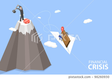 3D Isometric Flat Vector Conceptual Illustration of Financial Crisis 3D Isometric Flat Vector Conceptual Illustration of Financial Crisis 98260930