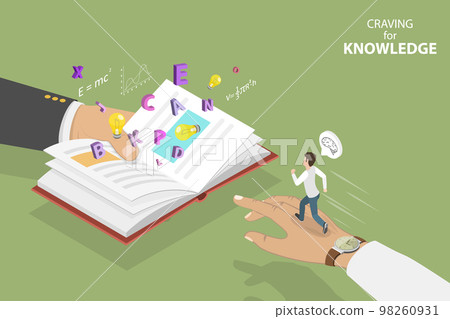 3D Isometric Flat Vector Conceptual Illustration of Craving For Knowledge 3D Isometric Flat Vector Conceptual Illustration of Craving For Knowledge 98260931
