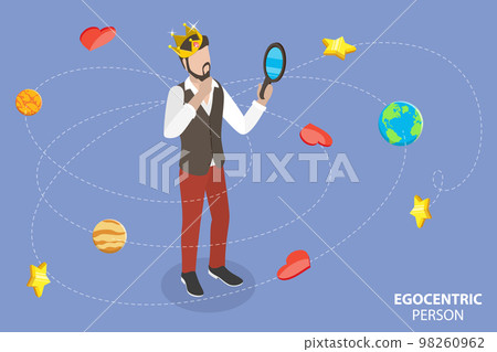 3D Isometric Flat Vector Conceptual Illustration of Egocentric Person 3D Isometric Flat Vector Conceptual Illustration of Egocentric Person 98260962