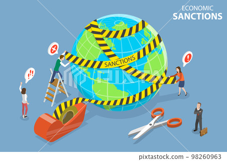 3D Isometric Flat Vector Conceptual Illustration of Economic Sanctions 3D Isometric Flat Vector Conceptual Illustration of Economic Sanctions 98260963