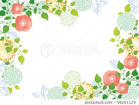 Scandinavian style flower material background frame stylish watercolor flower green plant Scandinavian style flower material background frame stylish watercolor flower green plant 98261129