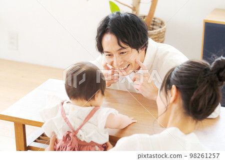 可愛的寶寶和父母 98261257