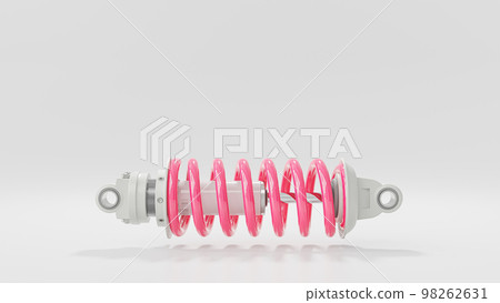 Pink shock absorber on white background. Pink shock absorber on white background. 98262631