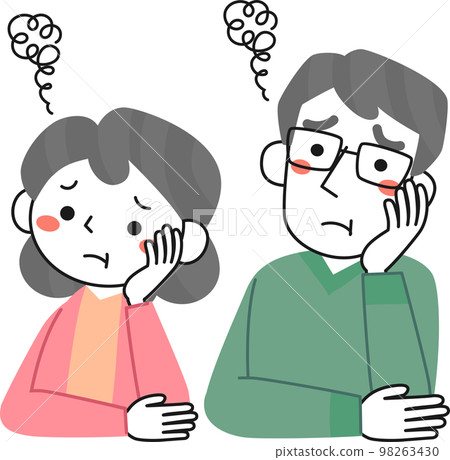 Worried senior woman and senior man upper body Worried senior woman and senior man upper body 98263430