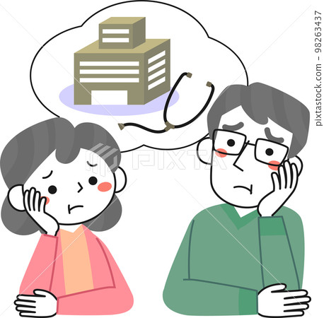 Senior women and senior men who are worried about medical care 98263437