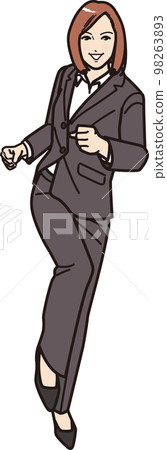 Running job hunter / business woman whole body Running job hunter / business woman whole body 98263893