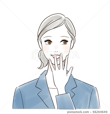 Business woman laughing with her hand over her mouth 98264649